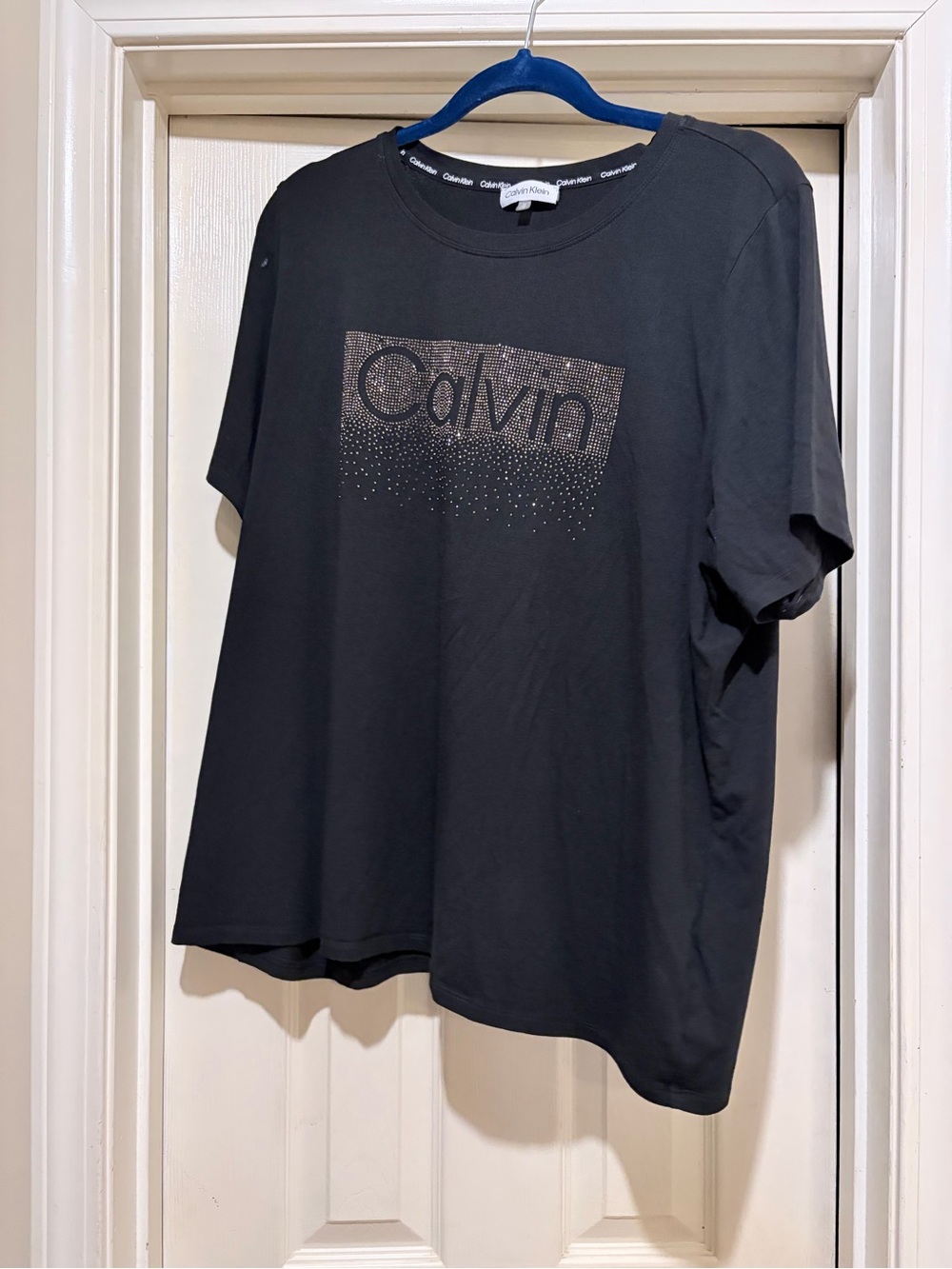 Calvin Klein Black Short Sleeve Tee with Studded Logo